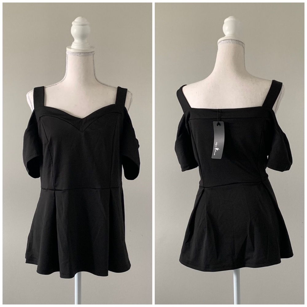 NEW! Agnes Orinda Cold Shoulder Peplum Blouse
